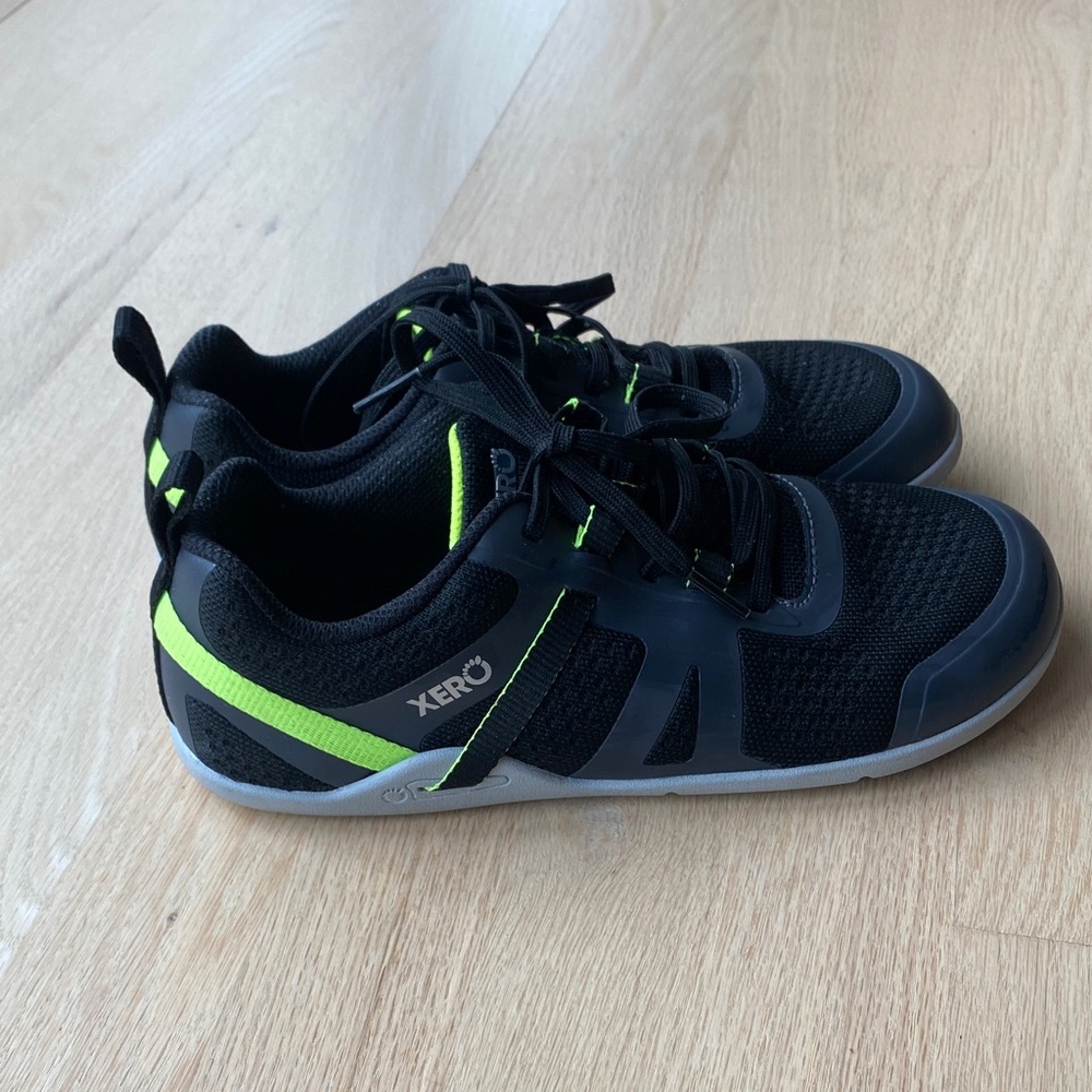XERO Shoes - PRIO Performance - Size 8 - Black, dark gray and neon green